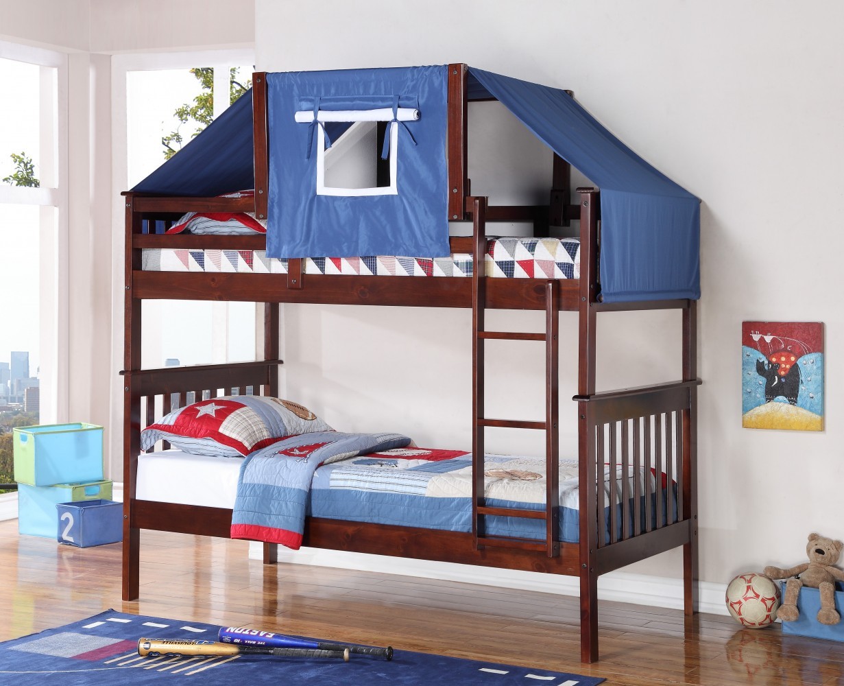 Bunkbeds Donco Trading Co, Wood Bunk Bed With Slide And Tent