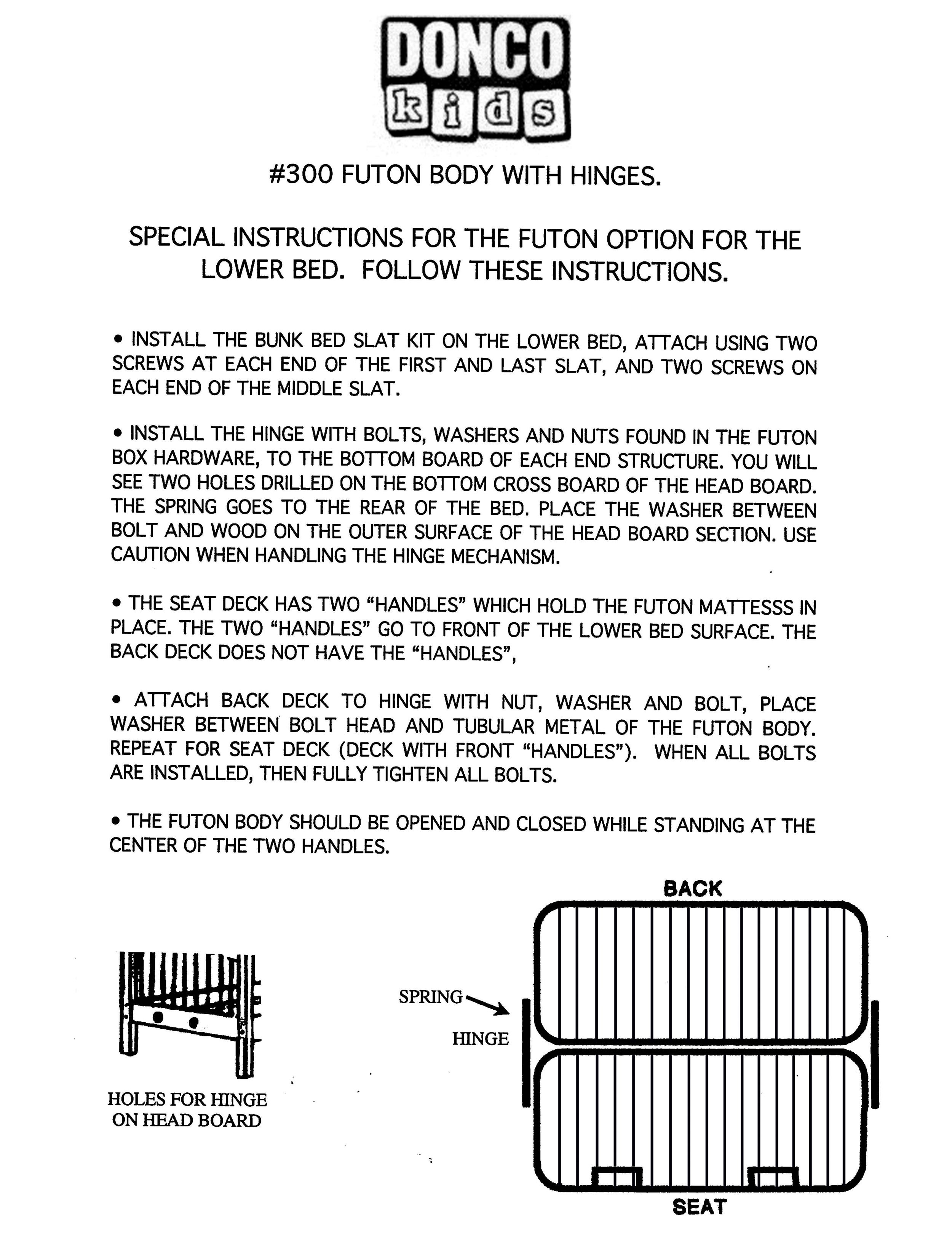 Assembly Instructions Donco Trading Co, Futon Bunk Bed Instructions